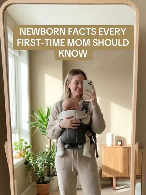 TikTok slideshow cover: Newborn facts for first-time moms