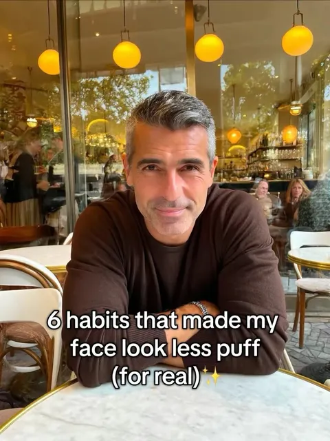 Portada del carrusel de TikTok: 6 habits to reduce facial puffiness