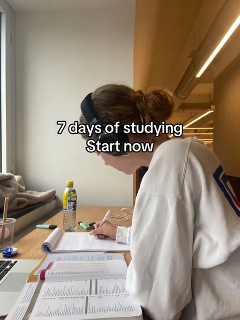 TikTok slideshow cover: 7 days of studying Start now