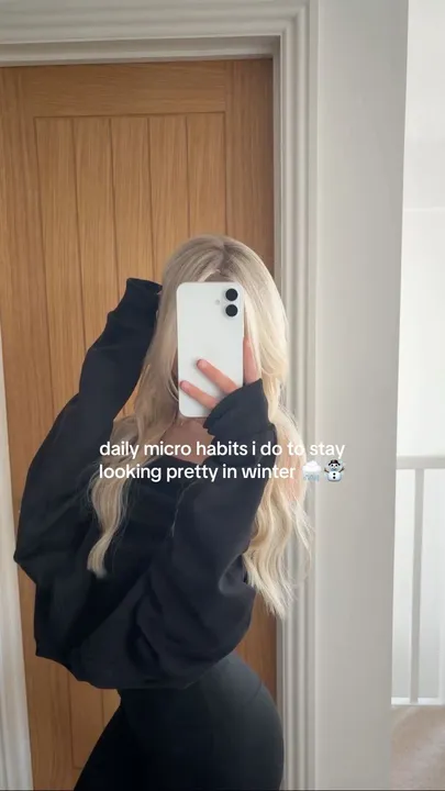 TikTok slideshow cover: daily micro habits i do to stay looking pretty in winter