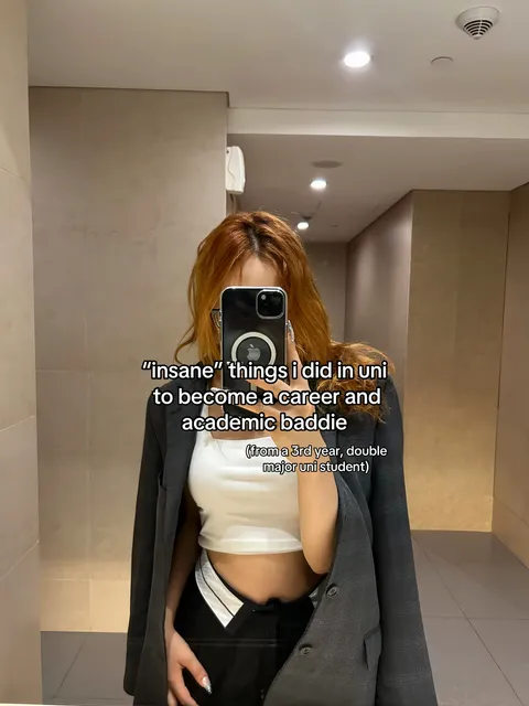 TikTok slideshow cover: "Insane" things I did in uni
