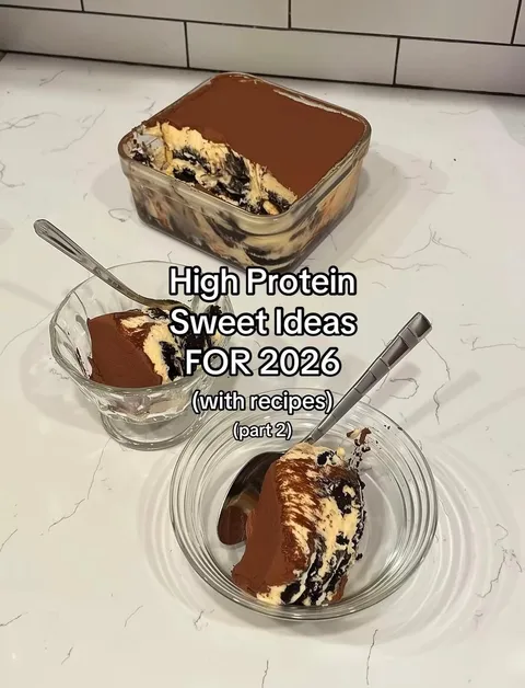 TikTok slideshow cover: High Protein Sweet Ideas