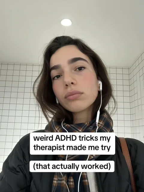 TikTok slideshow cover: Weird ADHD tricks my therapist made me try