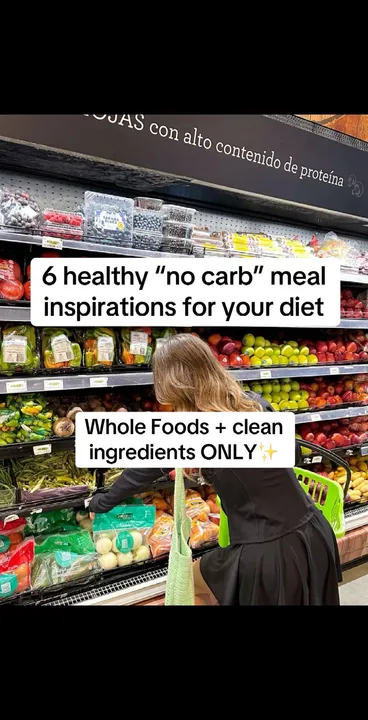TikTok slideshow cover: 6 healthy "no carb" meal inspirations for your diet
