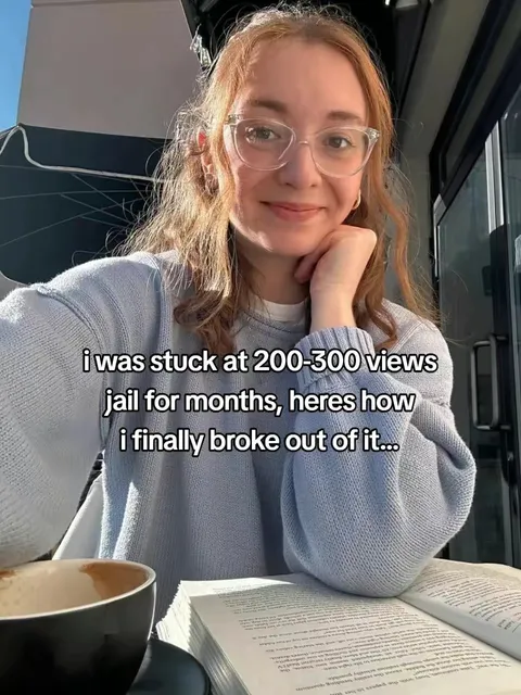 TikTok slideshow cover: i was stuck at 200-300 views jail for months, heres how i finally broke out of it...