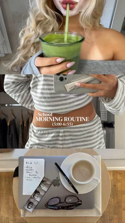 TikTok slideshow cover: School Morning Routine