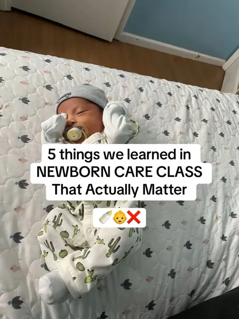 TikTok slideshow cover: 5 Things Learned in Newborn Care Class