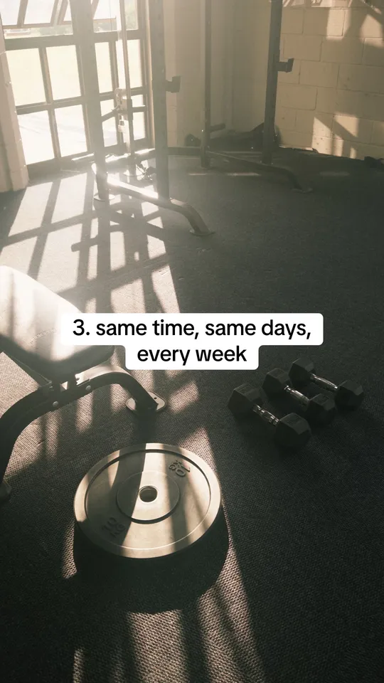 Example slide with the text: 3. same time, same days, every week