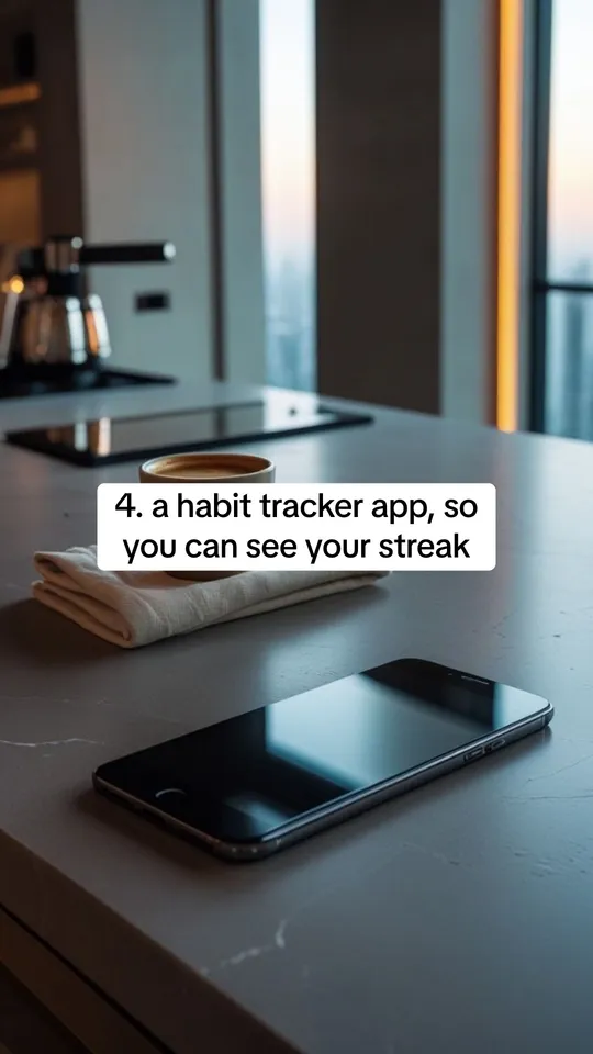 Example slide with the text: 4. a habit tracker app, so you can see your streak