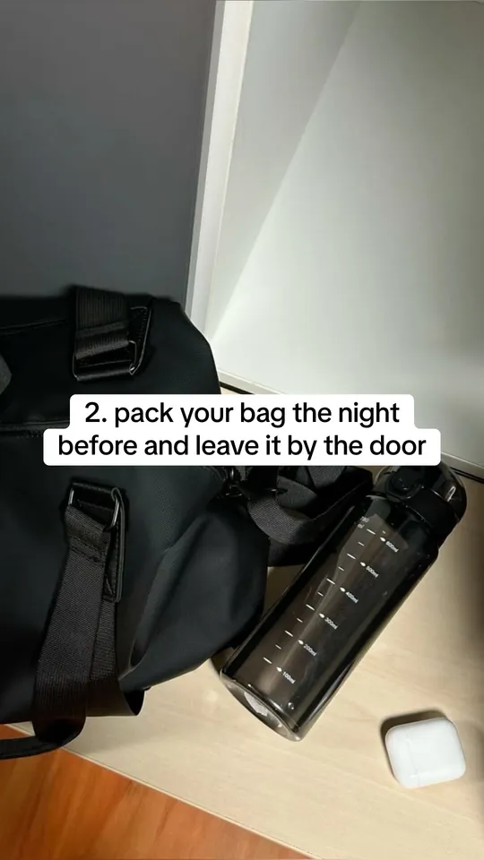 Example slide with the text: 2. pack your bag the night before and leave it by the door