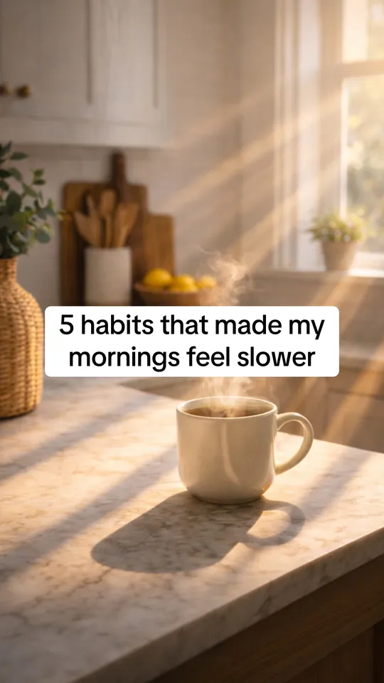 Example slide with the text: 5 habits that made my mornings feel slower