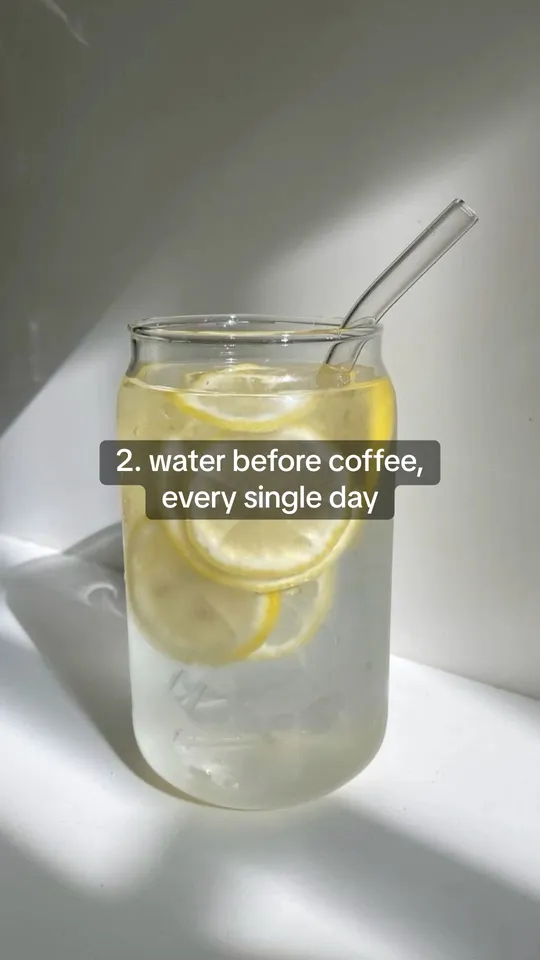 Example slide with the text: 2. water before coffee, every single day